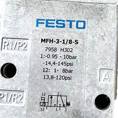 오리지널 공장 FESTO 소레노이드 밸브 MFH-3-1/8S 시리즈 0692 오프셋 인쇄기용 알루미늄 및 구리 밝은 회색